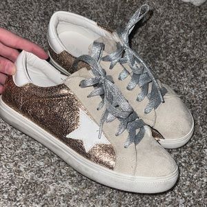 Rose gold sparkly sneakers